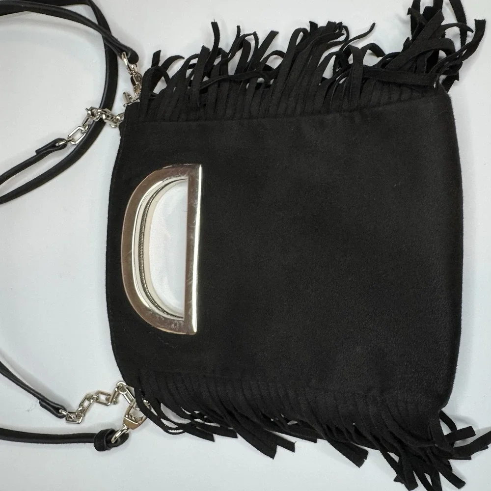 White House Black Market Black Satchel Crossbody Bag Tassel Womens‎